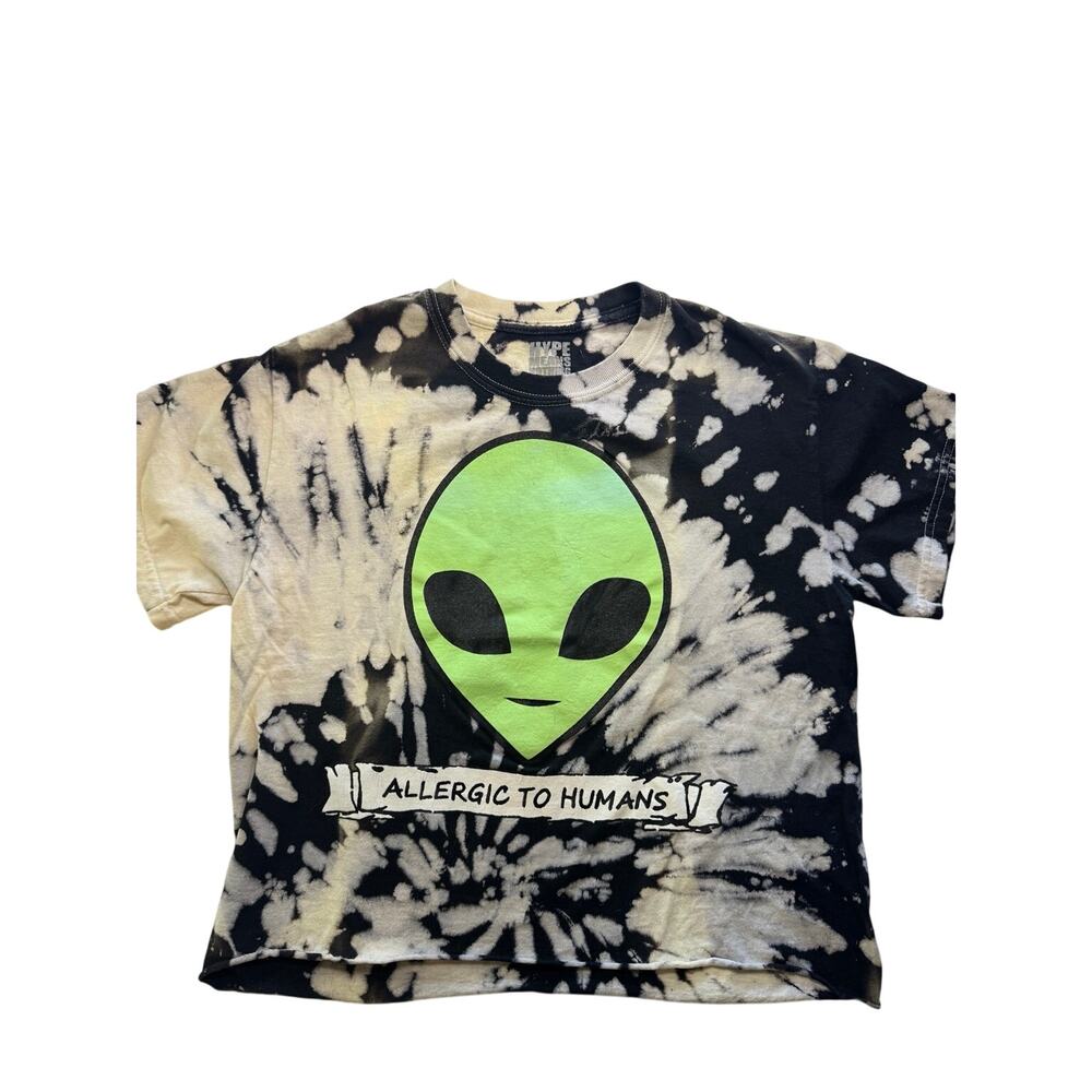 Hype Means Nothing Alien Allergic to Humans Tie Dye Crop T Shirt Juniors Small